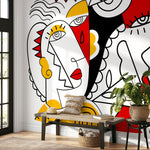 Modern line Art WallpaperAbstract Mural Peel and Stick Wallpaper Home Decor - D563