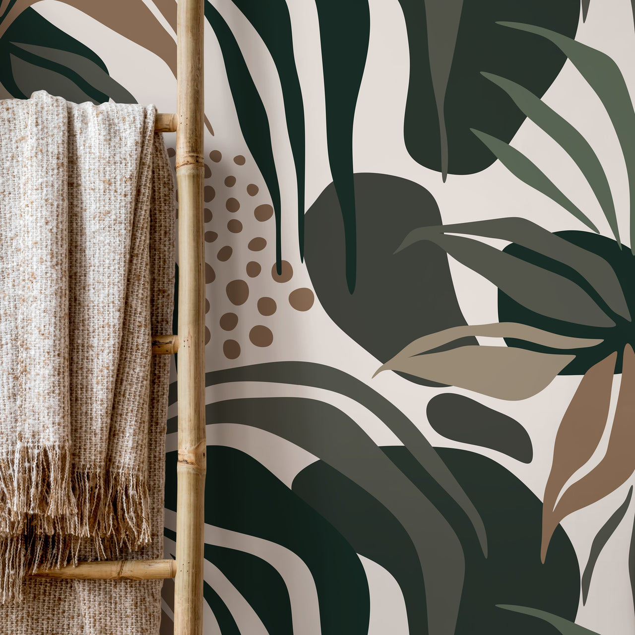 Tropical Abstract Wallpaper Modern Wallpaper Peel and Stick and Traditional Wallpaper - D711