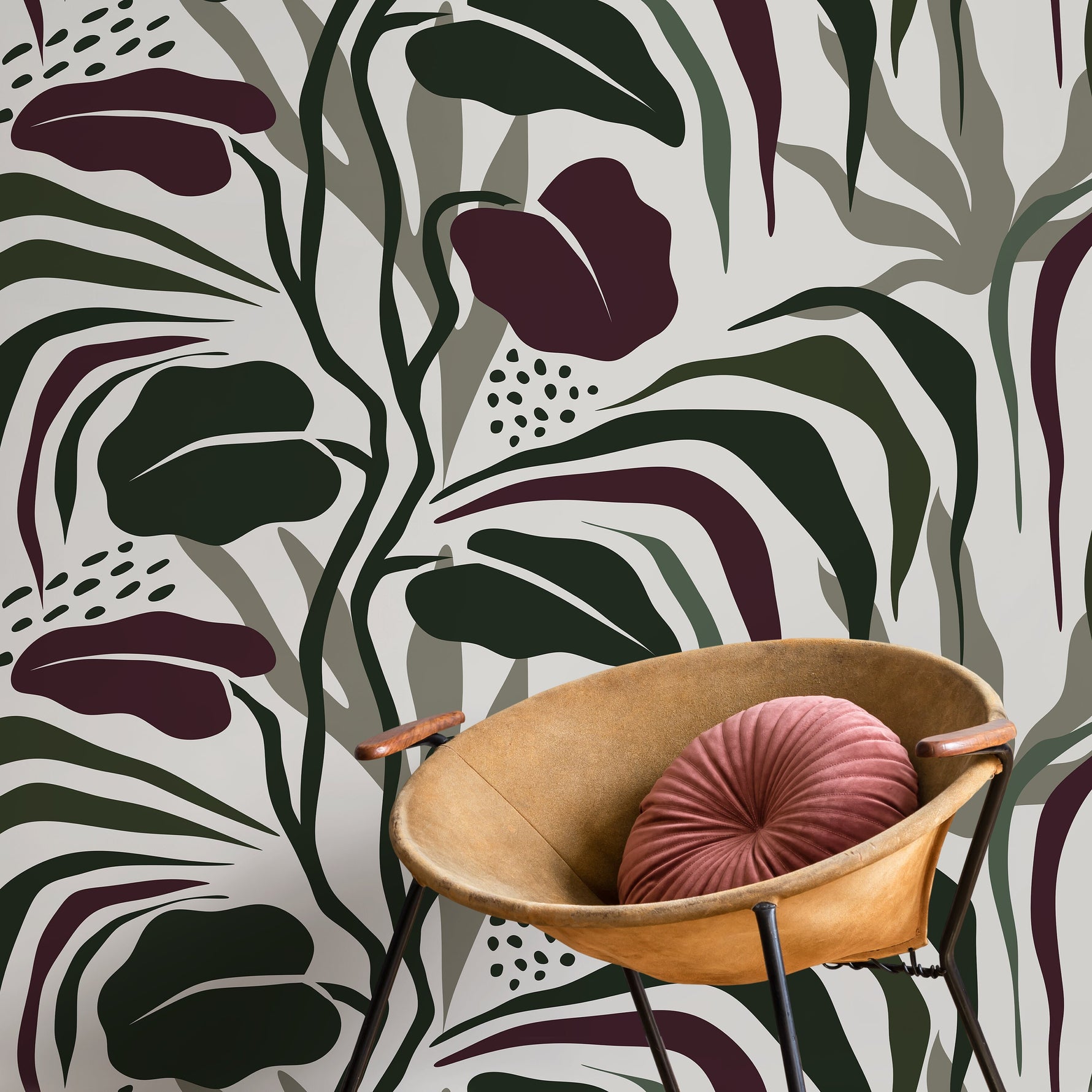 Tropical Abstract Wallpaper Modern Wallpaper Peel and Stick and Traditional Wallpaper - D715