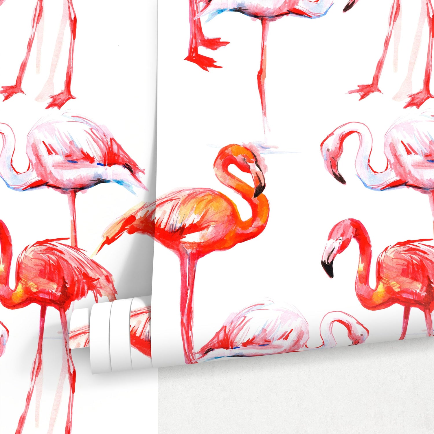 Removable Wallpaper Peel and Stick Wallpaper Wall Paper Wall Mural - Flamingos Wallpaper - B248