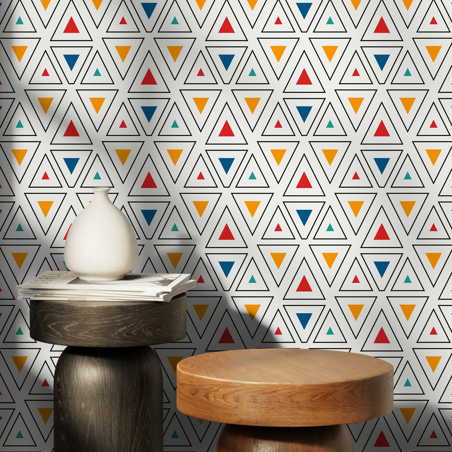 Removable Wallpaper Peel and Stick Wallpaper Wall Paper Wall Mural - Geometric Triangles Wallpaper - C177