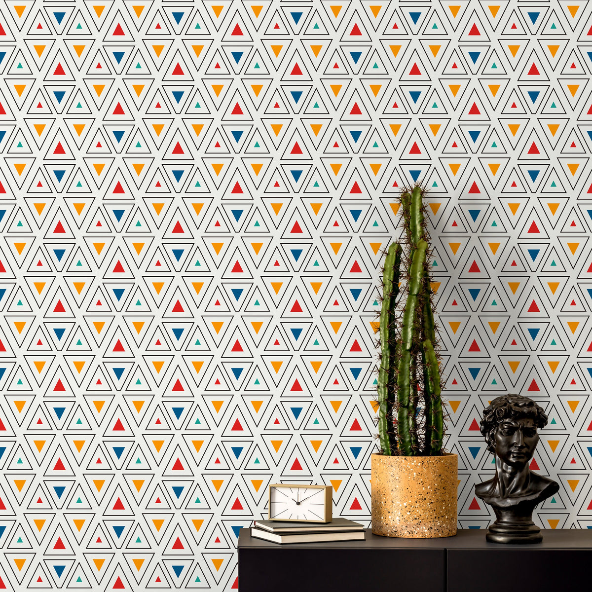 Removable Wallpaper Peel and Stick Wallpaper Wall Paper Wall Mural - Geometric Triangles Wallpaper - C177