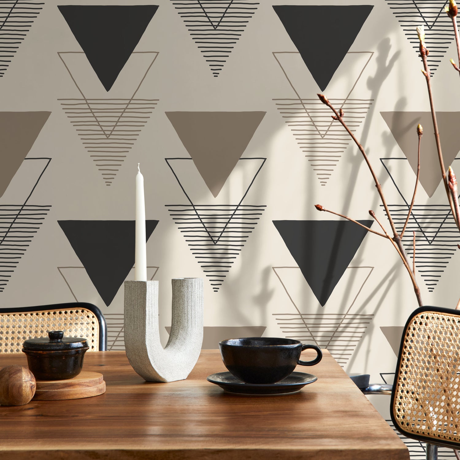 Removable Wallpaper Peel and Stick Wallpaper Wall Paper Wall Mural - Geometric Triangles Wallpaper - C244