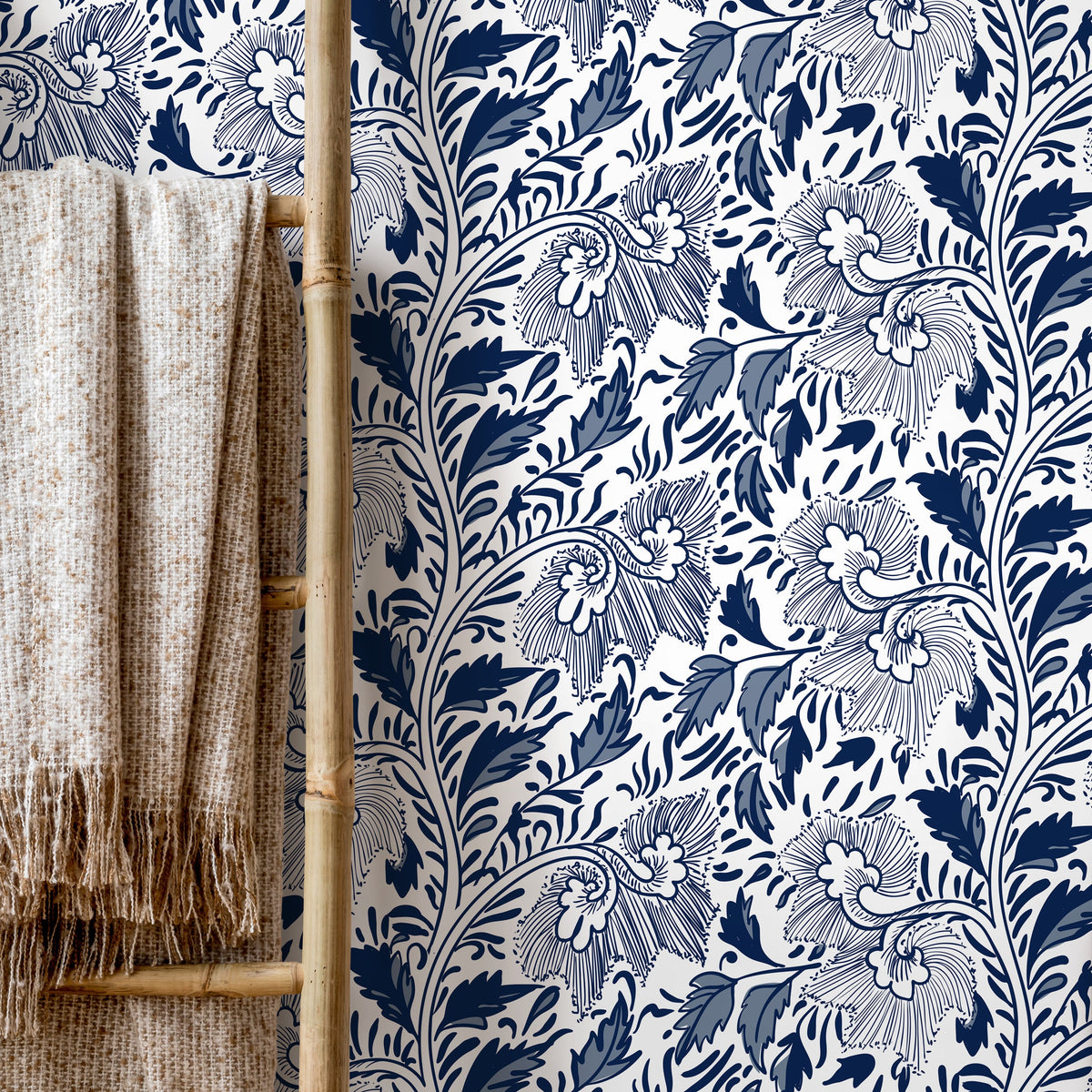 Ornamental Flowers Wallpaper - Removable Wallpaper Peel and Stick Wallpaper Wall Paper - C293