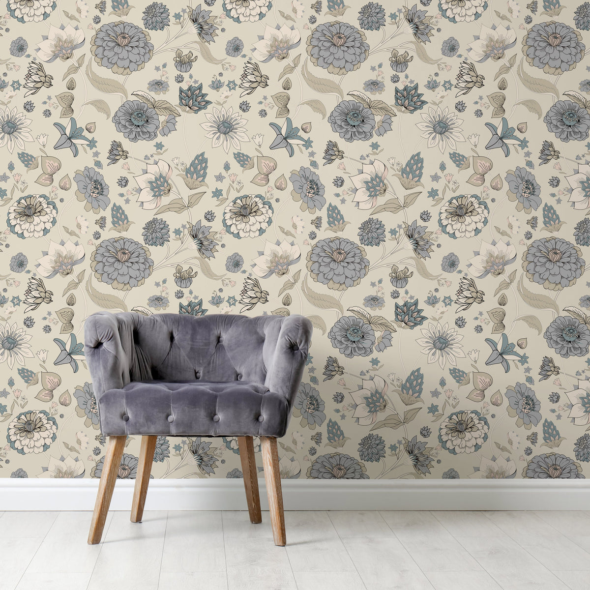 Wallpaper Peel and Stick Wallpaper Removable Wallpaper Home Decor Wall Art Wall Decor Room Decor / Vintage Floral Wallpaper - C345