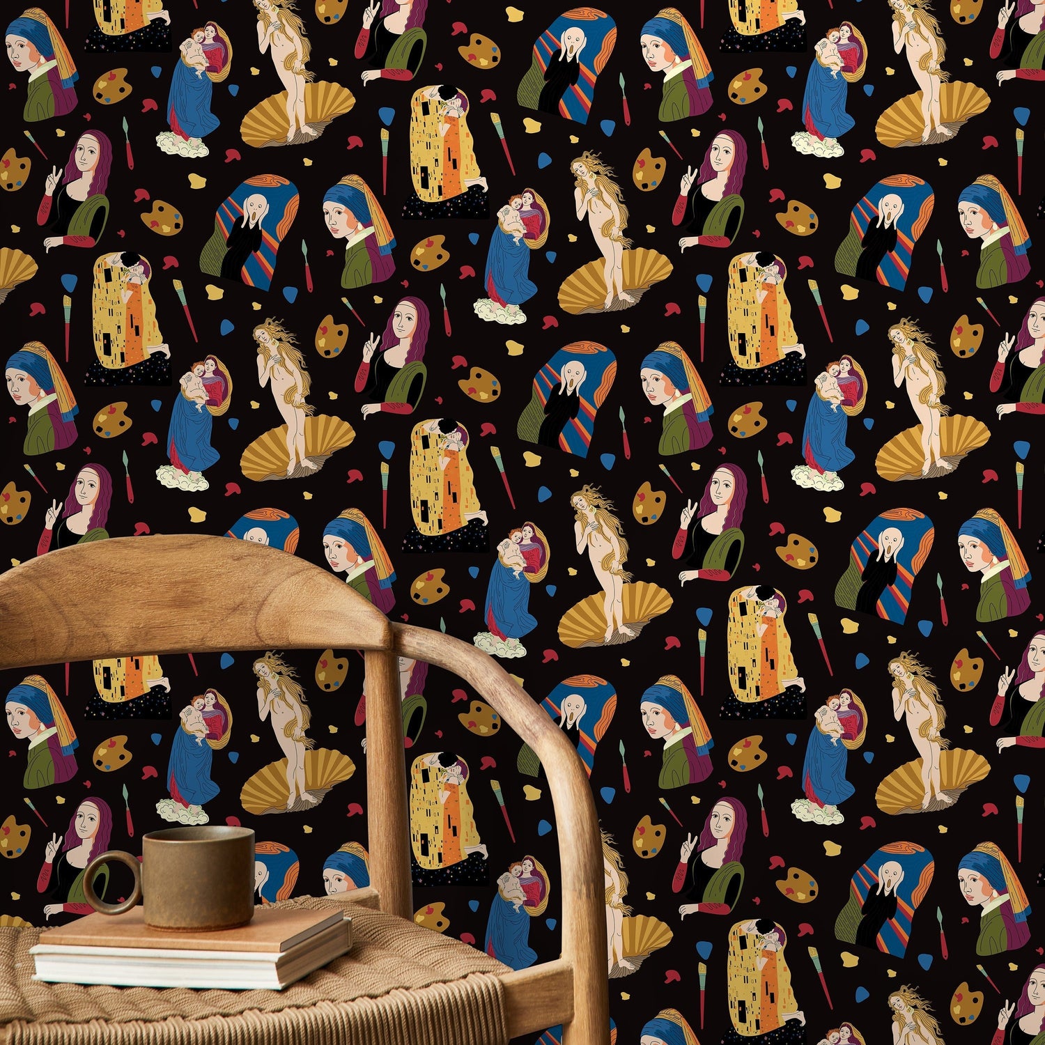 Modern Art Wallpaper Klimt Wallpaper Mona Lisa Wallpaper Peel and Stick Wallpaper Home Decor - D572