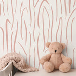 Pink Leaf Wallpaper Nursery Wallpaper Peel and Stick and Traditional Wallpaper - D616