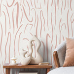 Pink Leaf Wallpaper Nursery Wallpaper Peel and Stick and Traditional Wallpaper - D616