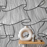 Wallpaper Peel and Stick Wallpaper Removable Wallpaper Home Decor Wall Art Wall Decor Room Decor / Lines Black and White Wallpaper - C424