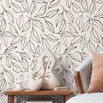 Wallpaper Peel and Stick Wallpaper Removable Wallpaper Home Decor Wall Art Wall Decor Room Decor / Minimalist Leaves Wallpaper - C425