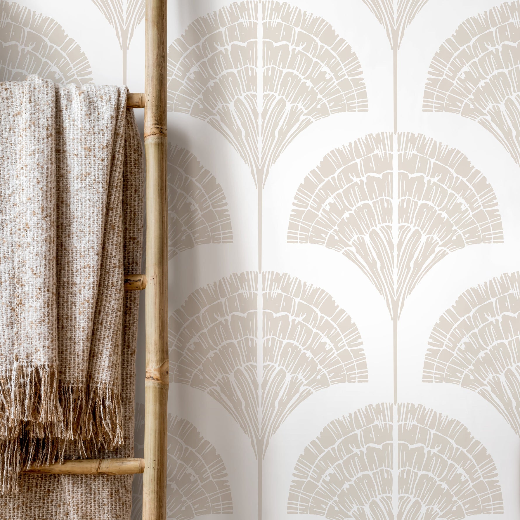 Wallpaper Peel and Stick Wallpaper Removable Wallpaper Home Decor Wall Art Wall Decor Room Decor / Beige Boho Palms Wallpaper - C505