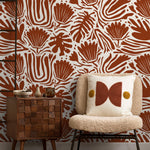 Copper Floral Abstract Wallpaper Modern Wallpaper Peel and Stick and Traditional Wallpaper - D660