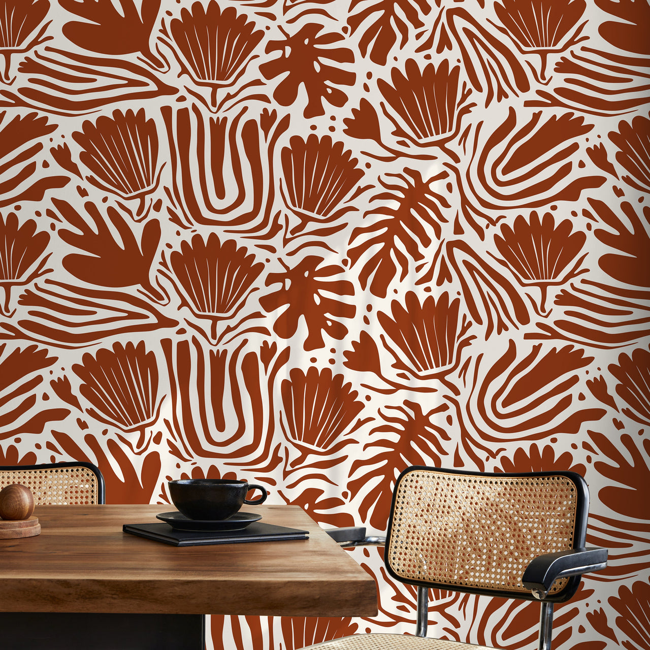 Copper Floral Abstract Wallpaper Modern Wallpaper Peel and Stick and Traditional Wallpaper - D660
