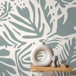 Light Green Leaf Abstract Wallpaper Boho Wallpaper Peel and Stick and Traditional Wallpaper - D664