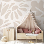 Neutral Abstract Wallpaper Boho Flora Mural Peel and Stick and Traditional Wallpaper - D671