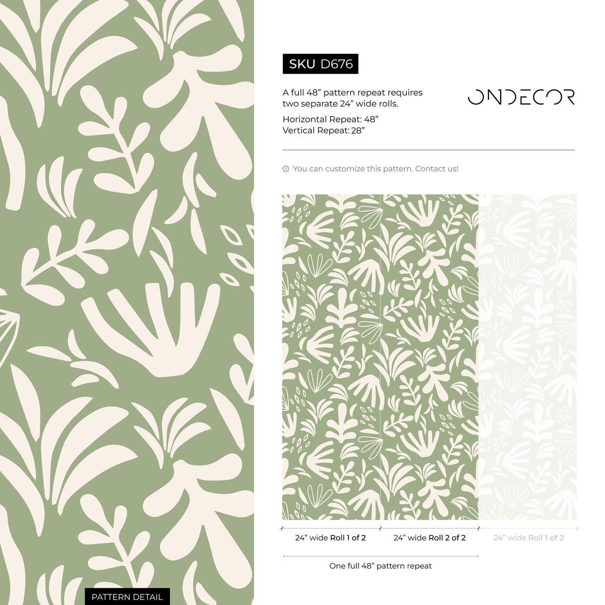 Light Green Abstract Garden Wallpaper Boho Wallpaper Peel and Stick and Traditional Wallpaper - D676