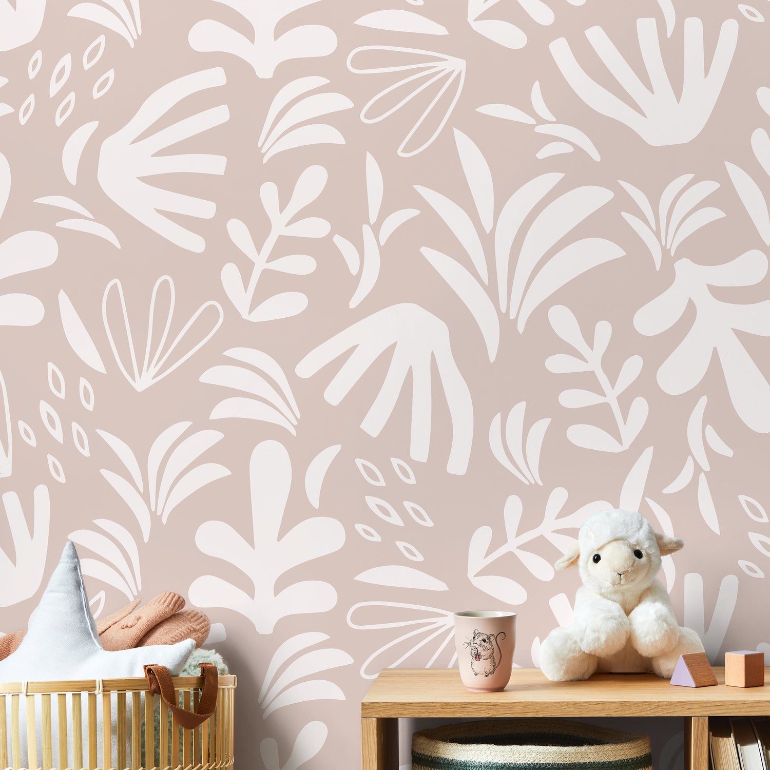 Neutral Abstract Garden Wallpaper Boho Wallpaper Peel and Stick and Traditional Wallpaper - D678