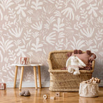 Neutral Abstract Garden Wallpaper Boho Wallpaper Peel and Stick and Traditional Wallpaper - D678