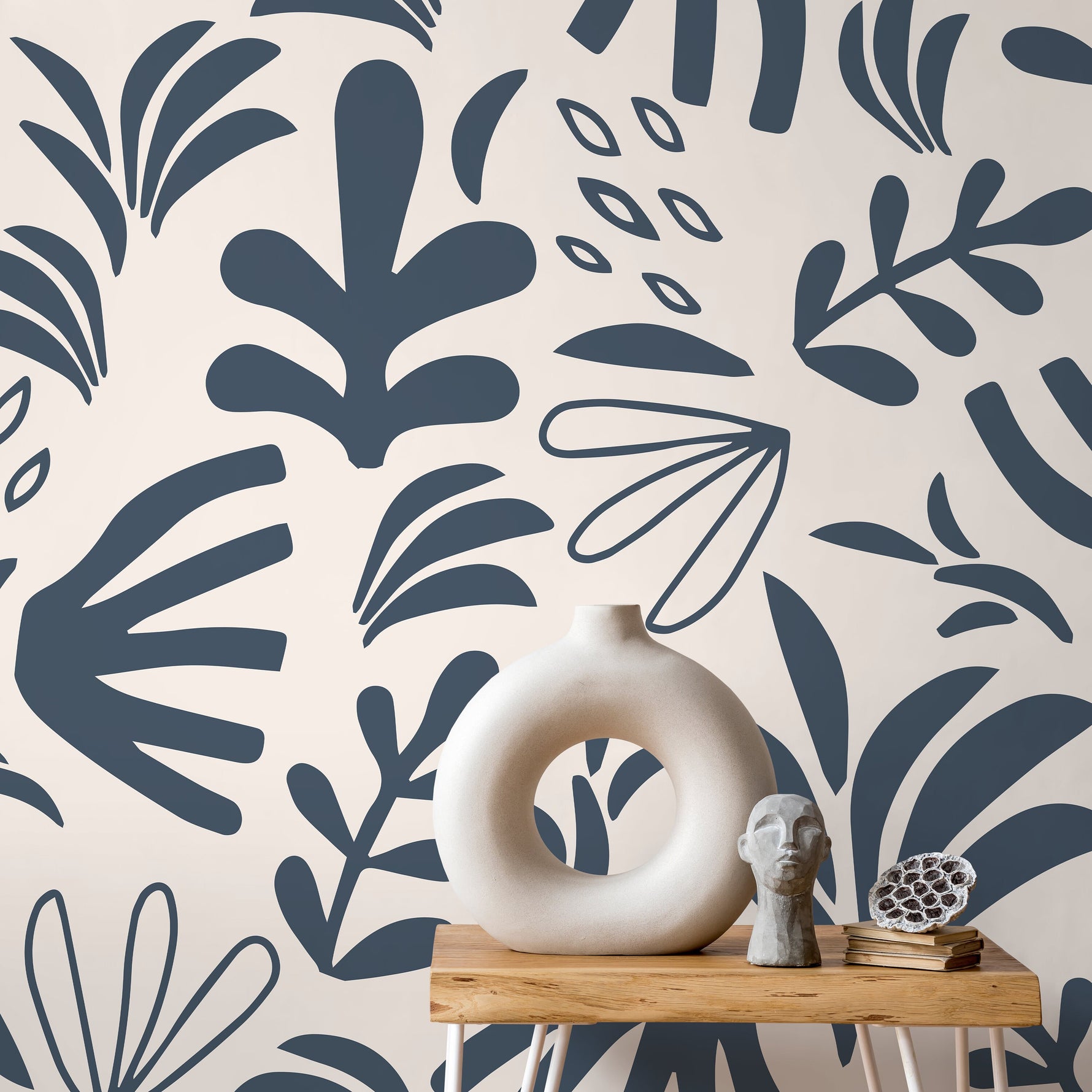 Abstract Garden Wallpaper Boho Wallpaper Peel and Stick and Traditional Wallpaper - D679