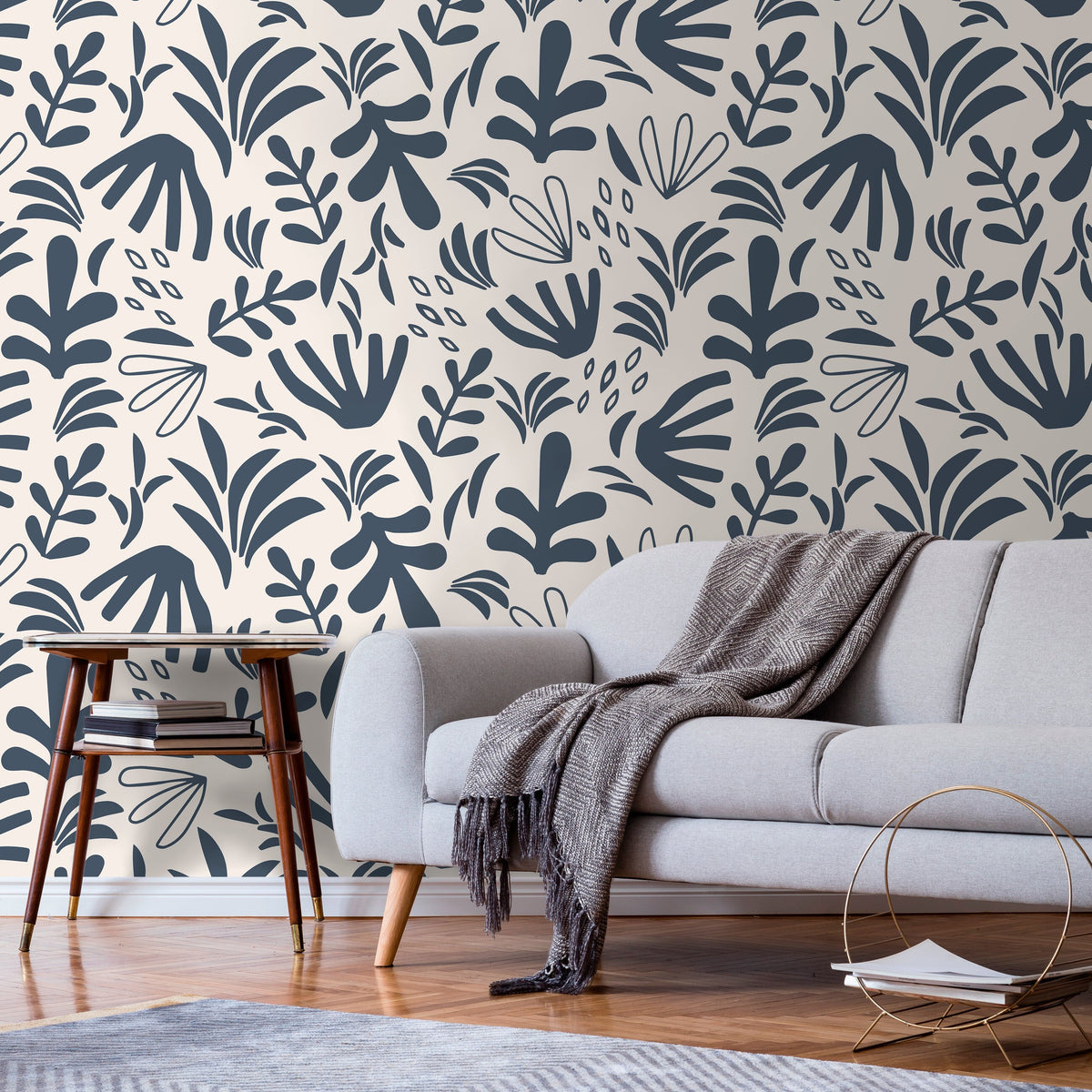 Abstract Garden Wallpaper Boho Wallpaper Peel and Stick and Traditional Wallpaper - D679