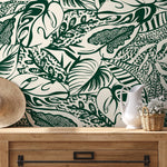 Green Leaf Abstract Wallpaper / Peel and Stick Wallpaper Removable Wallpaper Home Decor Wall Art Wall Decor Room Decor - C706