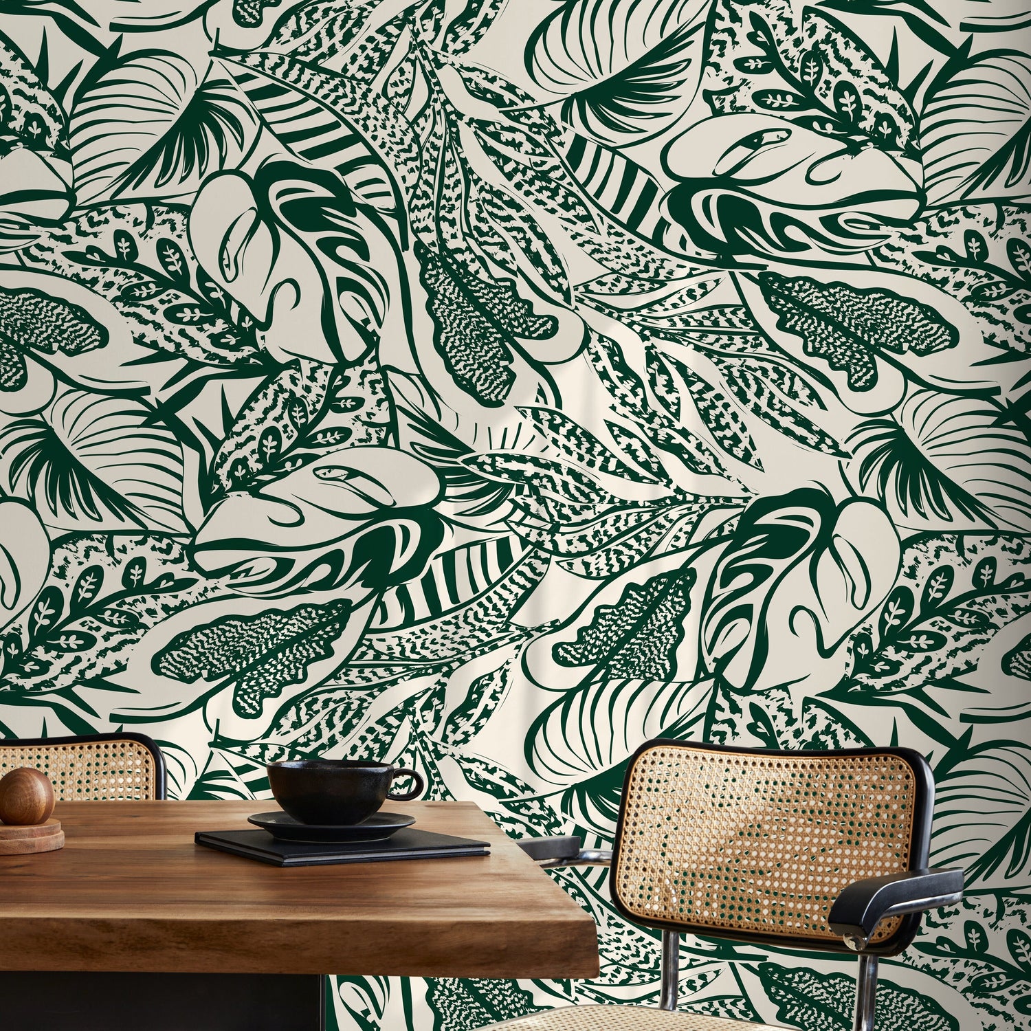 Green Leaf Abstract Wallpaper / Peel and Stick Wallpaper Removable Wallpaper Home Decor Wall Art Wall Decor Room Decor - C706