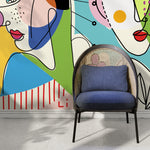 Colorful Abstract Mural Line Art Wallpaper Peel and Stick Wallpaper Home Decor - D604