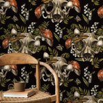 Dark Maximalist Wallpaper Skull and Mushroom Wallpaper Peel and Stick and Traditional Wallpaper - D833