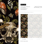 Dark Maximalist Wallpaper Skull and Mushroom Wallpaper Peel and Stick and Traditional Wallpaper - D833