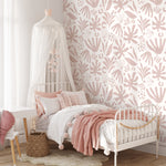 Pink Abstract Leaf Wallpaper Boho Wallpaper Peel and Stick and Traditional Wallpaper - D686