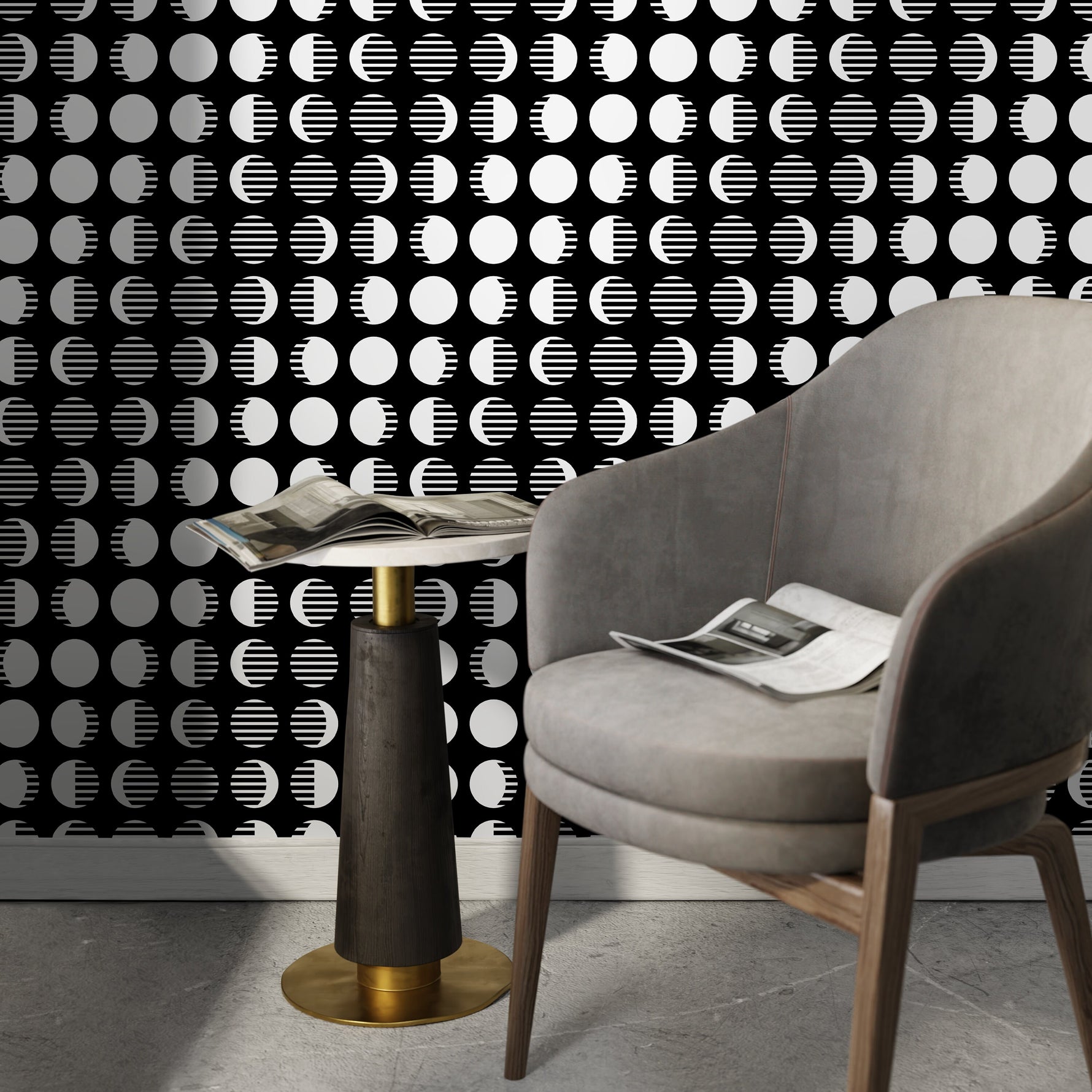 Removable Wallpaper Scandinavian Wallpaper Minimalist Circle Wallpaper Peel and Stick Wallpaper Wall Paper - D941