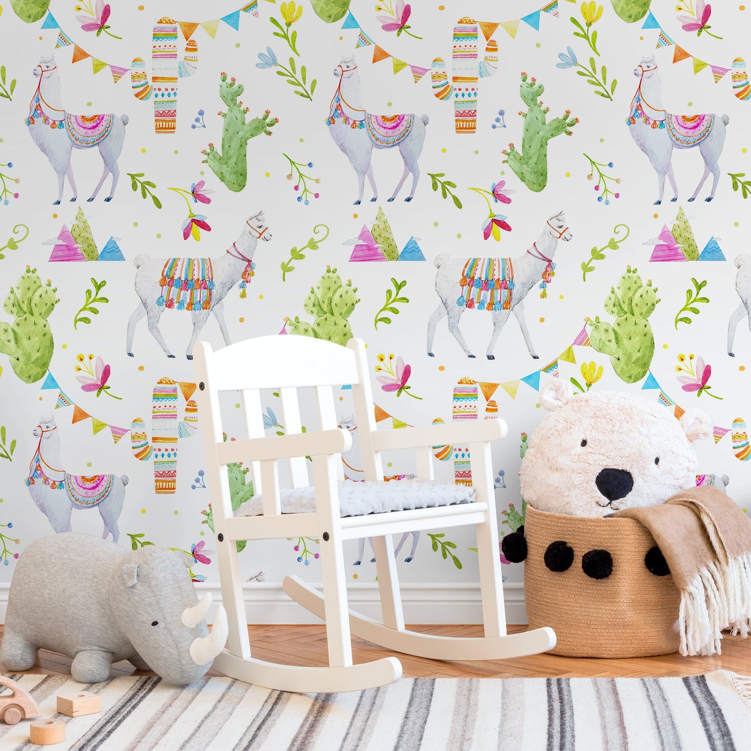 Wallpaper Peel and Stick Wallpaper Removable Wallpaper Home Decor Wall Art Wall Decor Room Decor / Cactus Animal Kids Wallpaper - A682