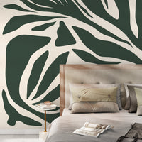 Thumbnail for Dark Green Abstract Wallpaper Contemporary Mural Peel and Stick and Traditional Wallpaper - D696