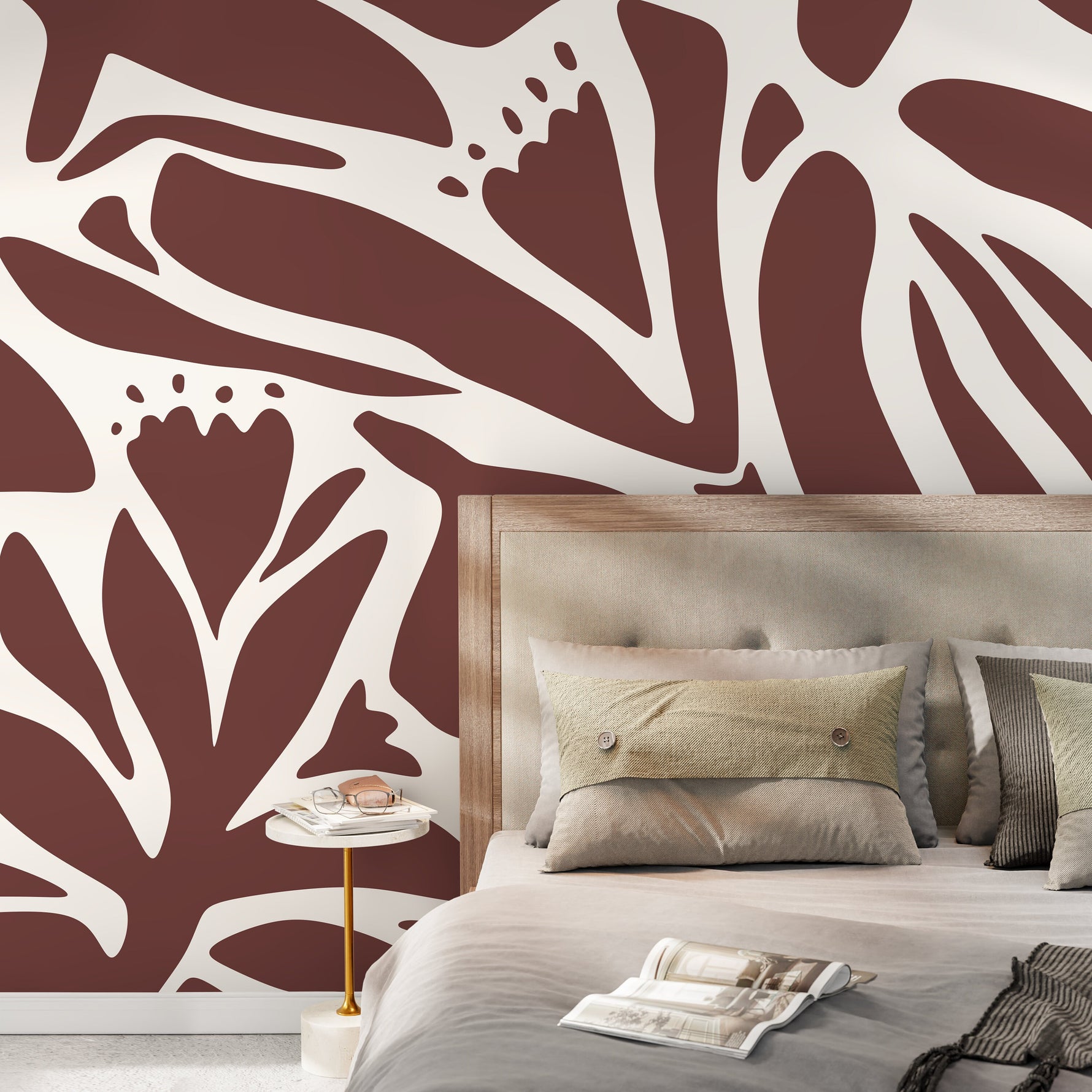 Earthy Botanical Shapes Wallpaper - D704