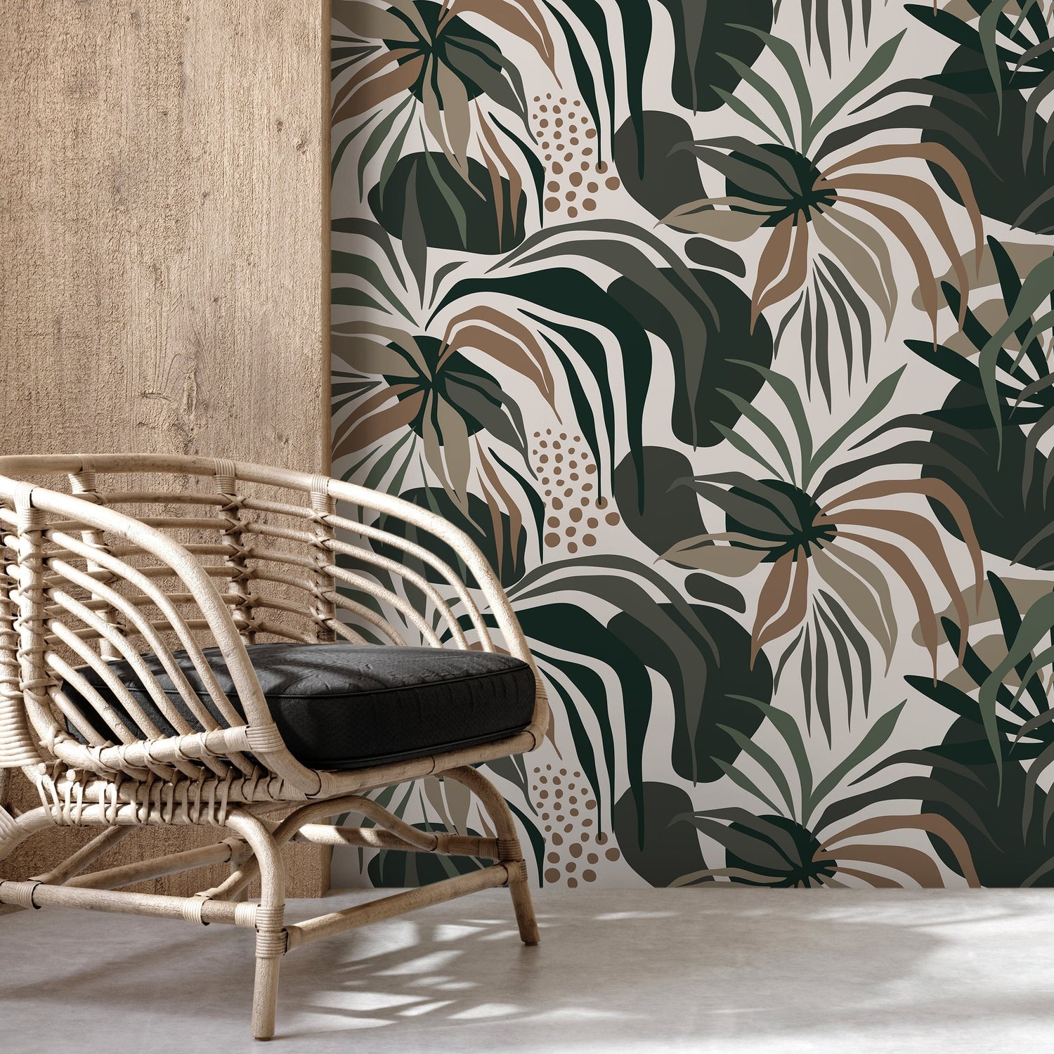 Tropical Abstract Wallpaper Modern Wallpaper Peel and Stick and Traditional Wallpaper - D711