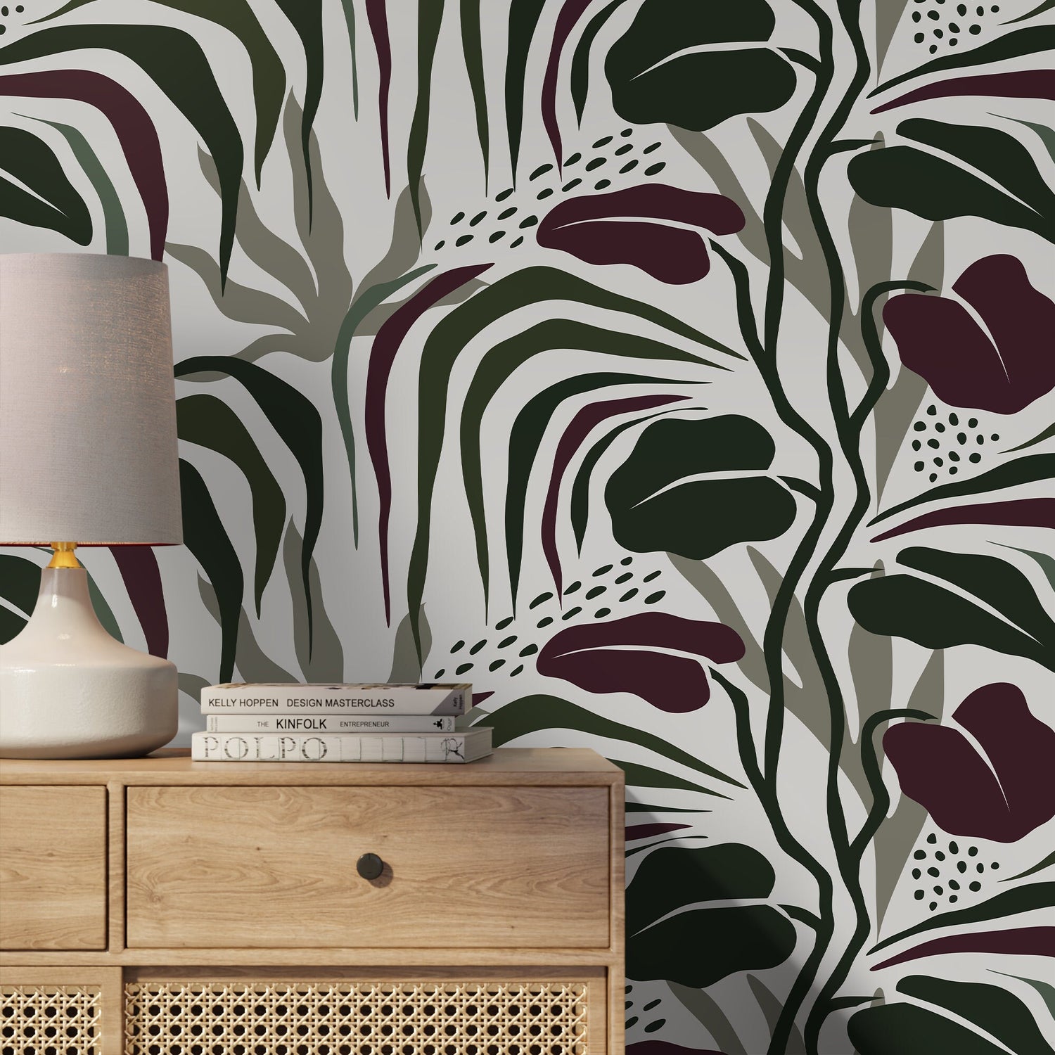 Tropical Abstract Wallpaper Modern Wallpaper Peel and Stick and Traditional Wallpaper - D715