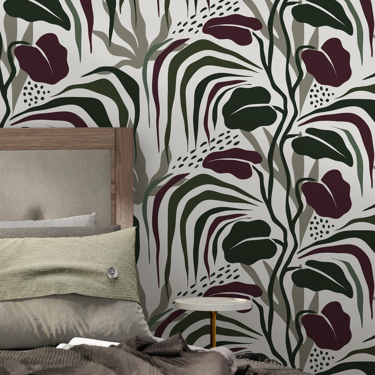 Tropical Abstract Wallpaper Modern Wallpaper Peel and Stick and Traditional Wallpaper - D715