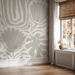 Floral and Leaves Mural Abstract Boho Wallpaper Peel and Stick and Traditional Wallpaper - D716