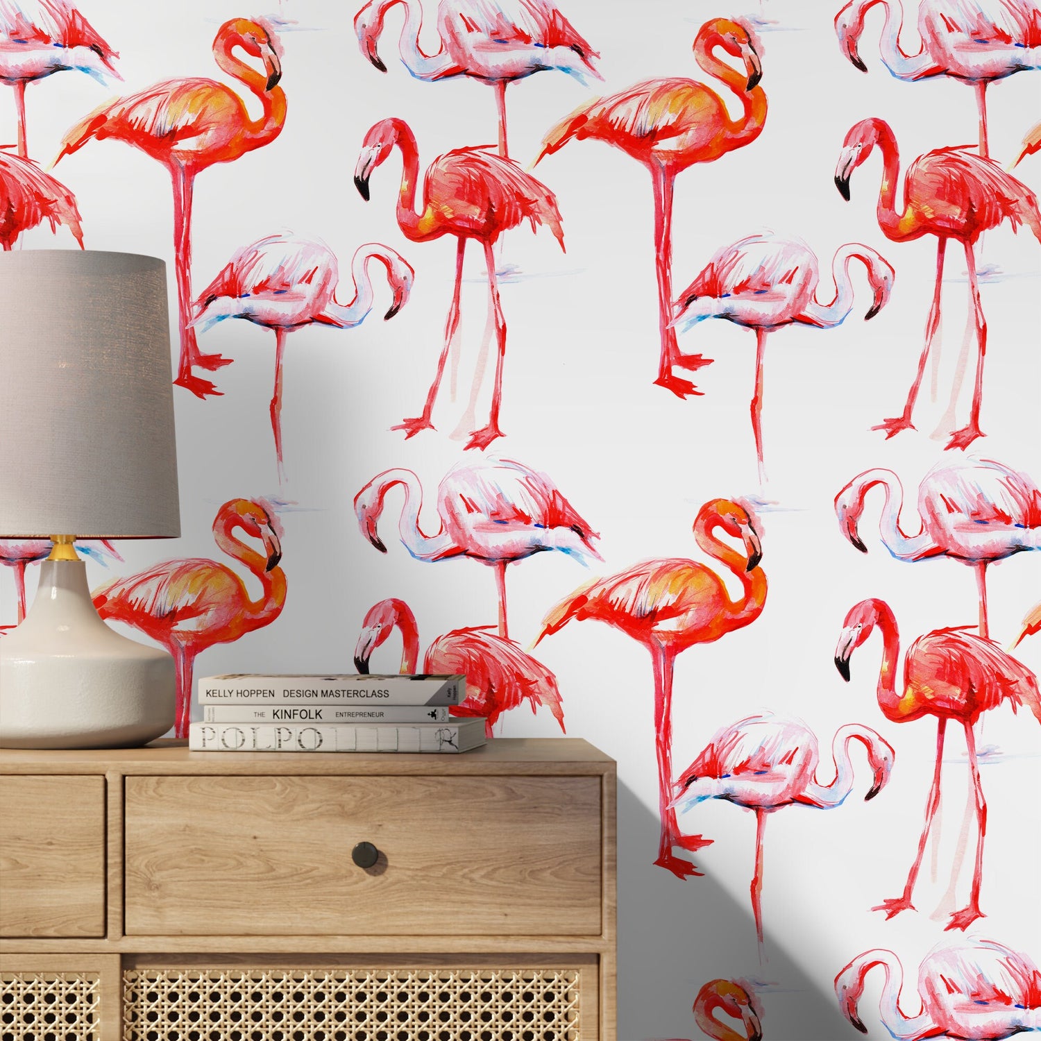 Removable Wallpaper Peel and Stick Wallpaper Wall Paper Wall Mural - Flamingos Wallpaper - B248