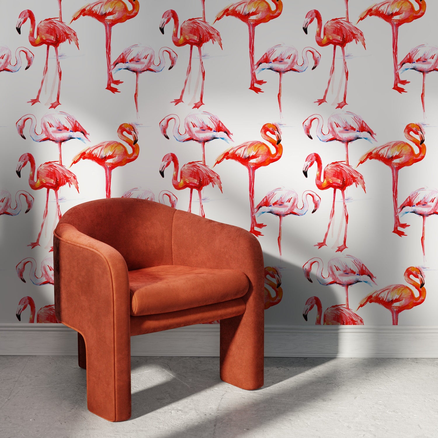 Removable Wallpaper Peel and Stick Wallpaper Wall Paper Wall Mural - Flamingos Wallpaper - B248