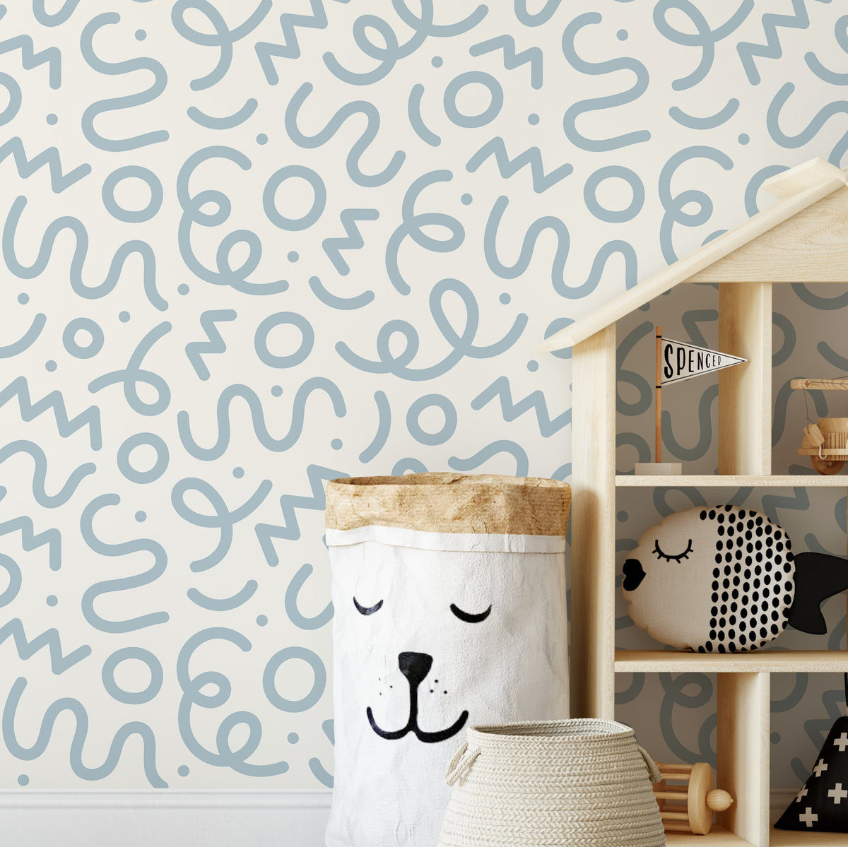 Light Blue Abstract Wallpaper Nursery Wallpaper Modern Wallpaper Peel and Stick Wallpaper Home Decor - D576