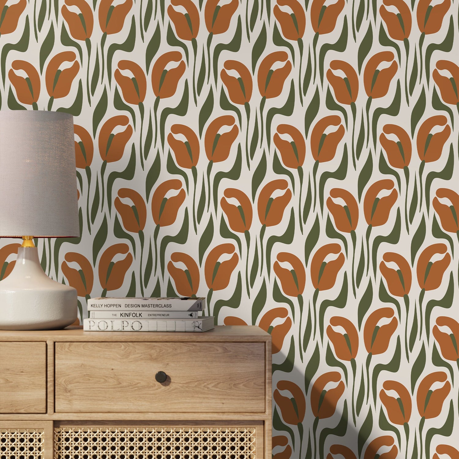 Retro Floral Wallpaper Vintage Wallpaper Peel and Stick and Traditional Wallpaper - D653