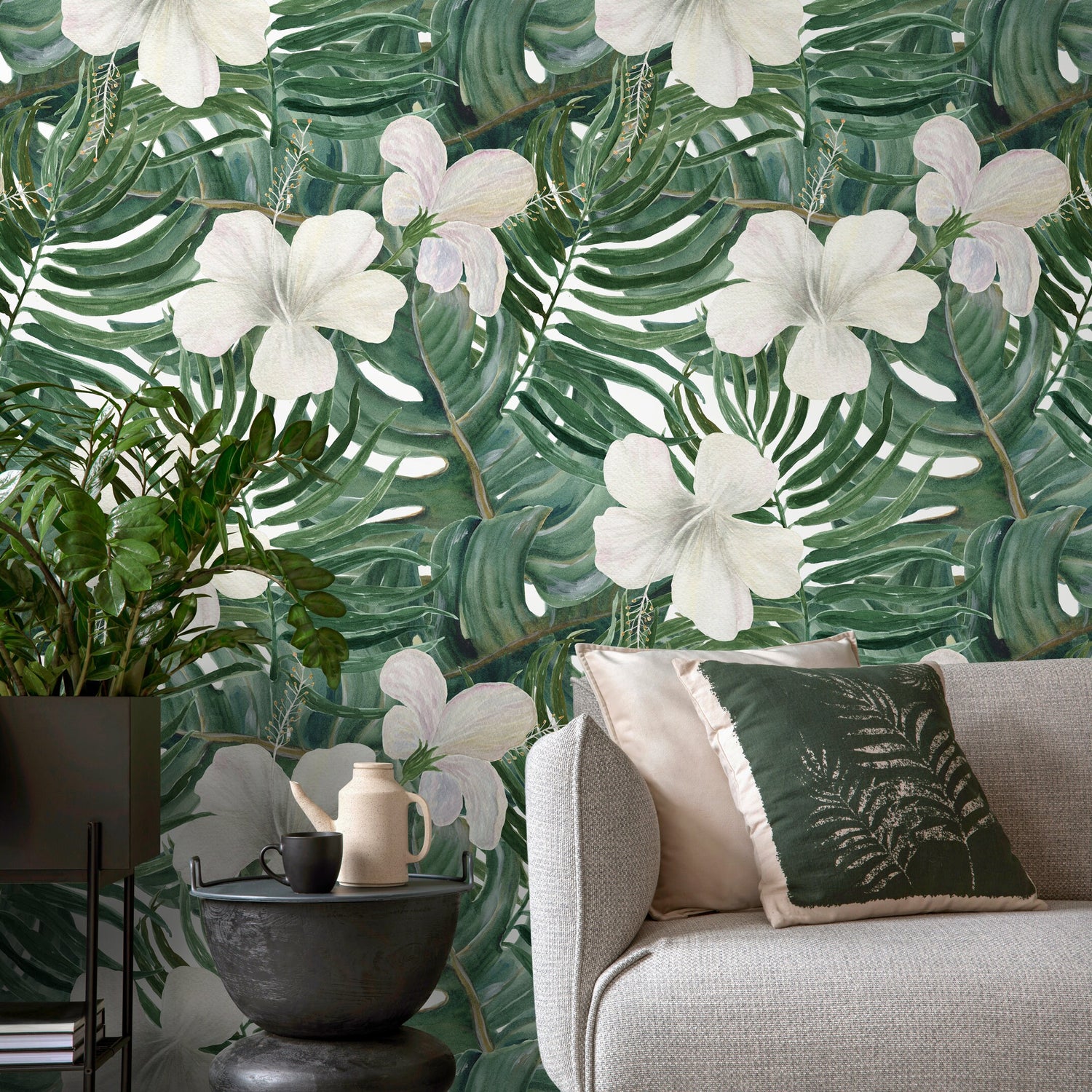 Wallpaper Peel and Stick Wallpaper Removable Wallpaper Home Decor Wall Decor Room Decor / Tropical Jungle Wallpaper Floral Wallpaper - D957