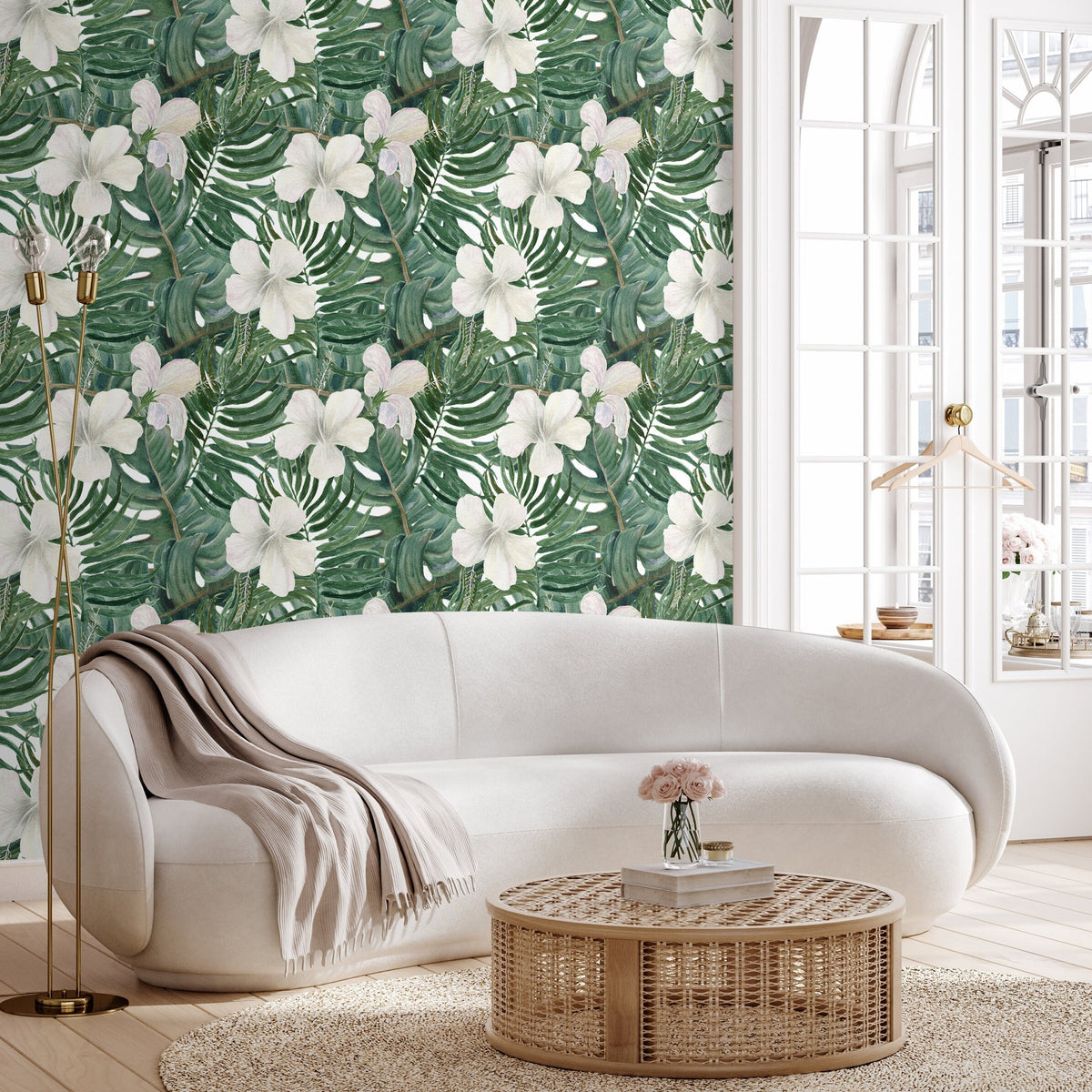 Wallpaper Peel and Stick Wallpaper Removable Wallpaper Home Decor Wall Decor Room Decor / Tropical Jungle Wallpaper Floral Wallpaper - D957