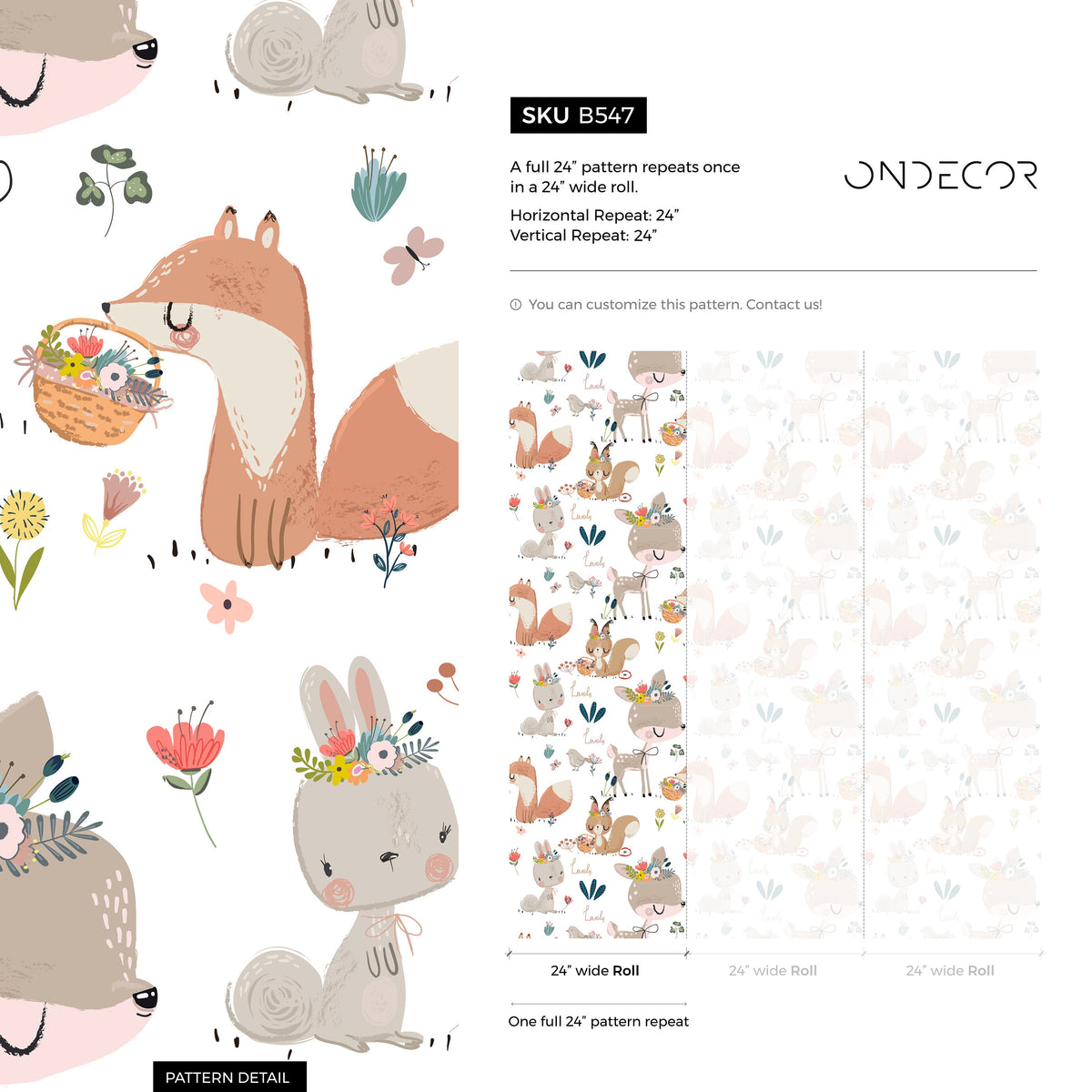 Removable Wallpaper Peel and Stick Wallpaper Wall Paper - Kids - Cute Animals - B547