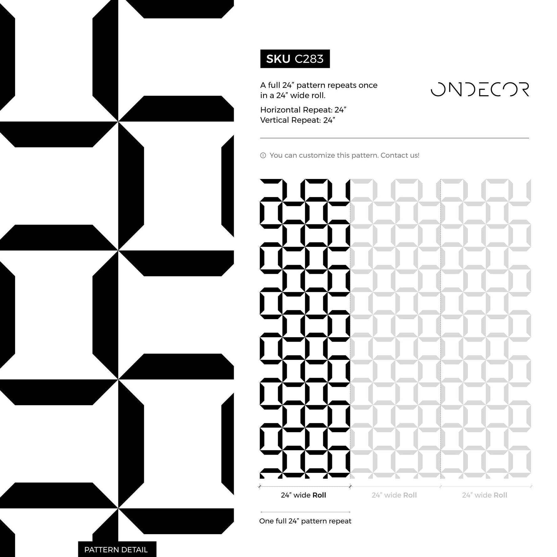 Removable Wallpaper Peel and Stick Wallpaper Wall Paper Wall Mural - Geometric Black and White Wallpaper - C283