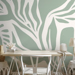 Light Green Abstract Art Wallpaper Large Boho Wallpaper Peel and Stick and Traditional Wallpaper - D627