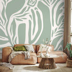 Light Green Abstract Art Wallpaper Large Boho Wallpaper Peel and Stick and Traditional Wallpaper - D627