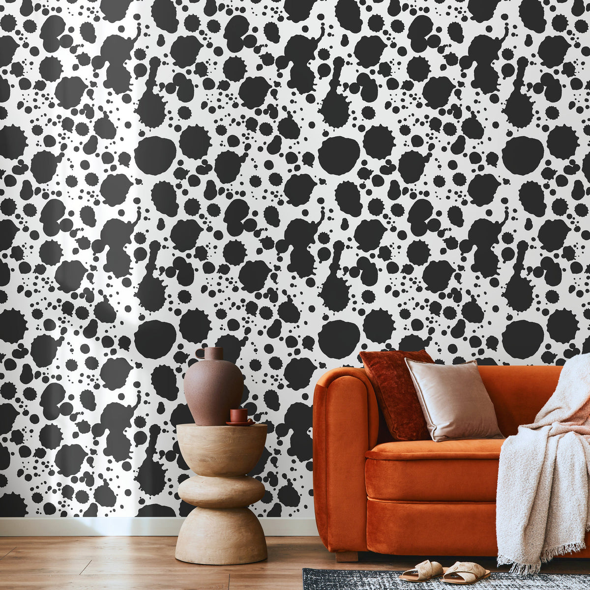 Wallpaper Peel and Stick Wallpaper Removable Wallpaper Home Decor Wall Art Wall Decor Room Decor / Black and White Ink Wallpaper - A665