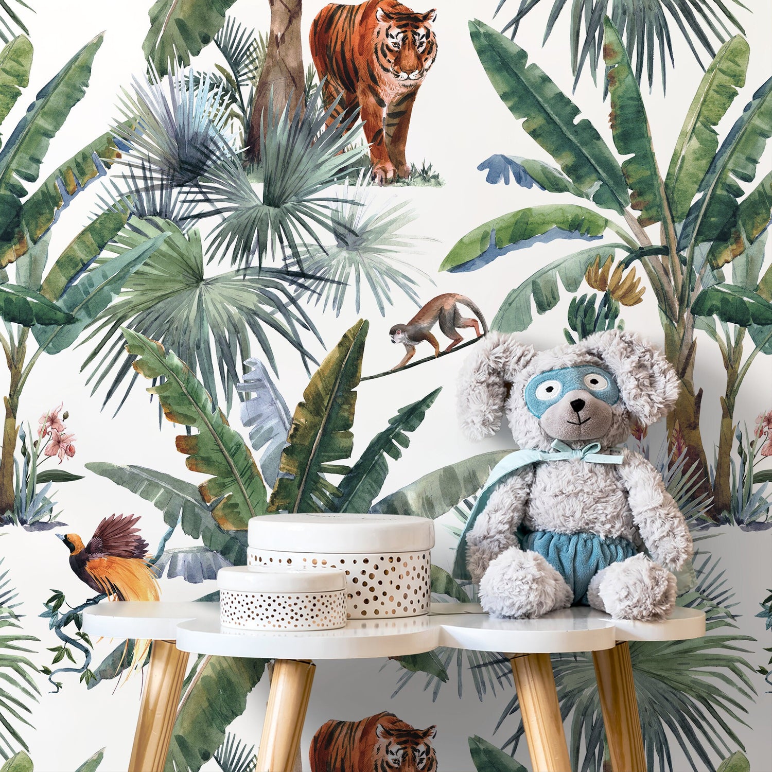 Tropical Jungle Wallpaper Botanical Wallpaper Peel and Stick and Traditional Wallpaper - D645